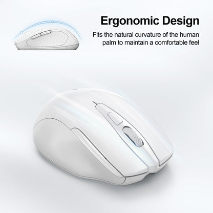 TECKNET Wireless Mouse (BT5.0/3.0 & 2.4G) Rechargeable 4800 DPI Silent USB A & Bluetooth Mouse 6 Buttons, Wide Compatibility - Grey