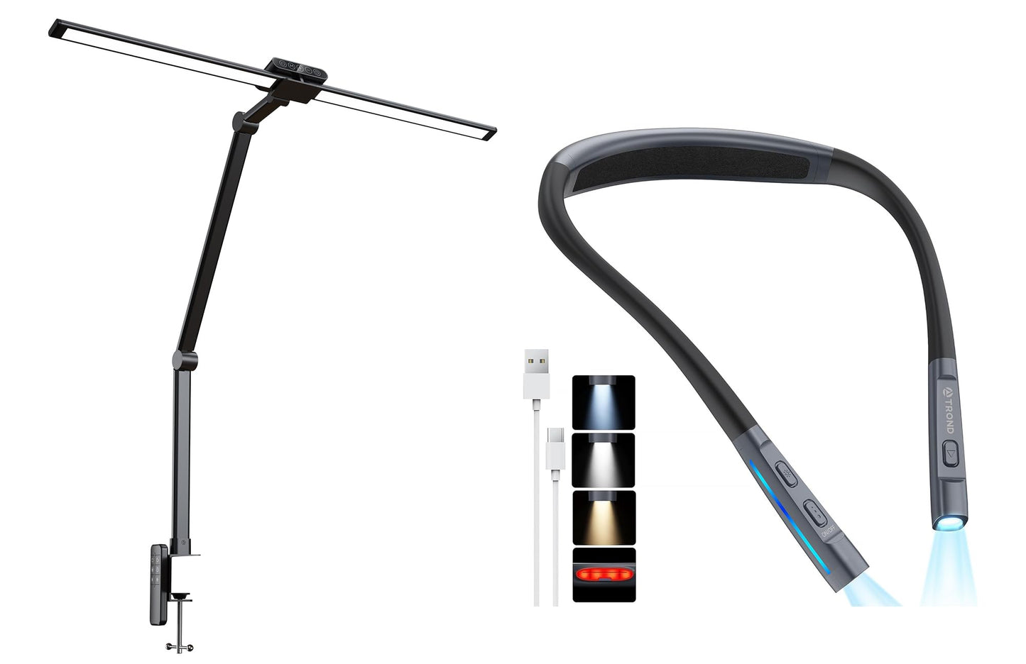 TROND LED Neck Reading Light LED Clamp Desk Lamp with Remote