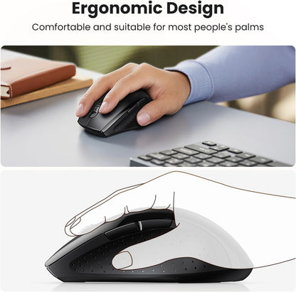 UGREEN 2.4GHz Wireless Mouse Ergonomic 1600 DPI USB Receiver Compatible with Windows Mac Linux Chromebook Laptop PC