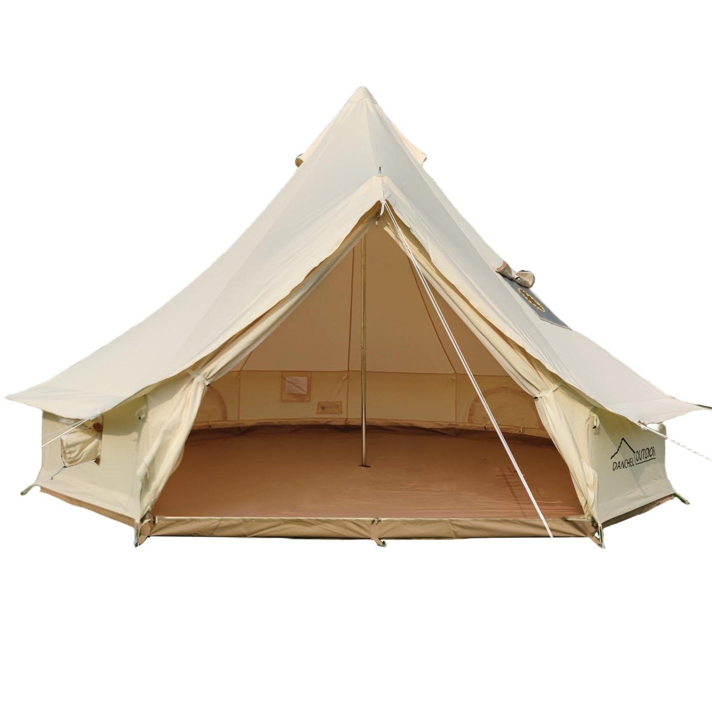 DANCHEL OUTDOOR B5PRO 4 Season Canvas Tent with Stove Jack Camping, Waterproof Bell Tent with AC Port Yurt All Year Living, Luxury Glamping for 6 Person Hunting Party,16.4ft/5m