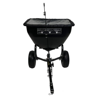 Brinly BS361BH-A Deluxe Tow Behind Broadcast Spreader with Extended Easy-Reach Handle and Weatherproof Cover, 175 lb.