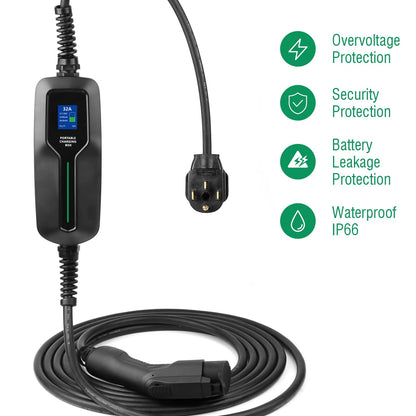 LEFANEV 32 Amp EV Charger Level 2,(NEMA 14-50, 32A/20ft,7.68KW) Portable Electric Vehicle Charging Station for Electric and Hybrid Vehicles