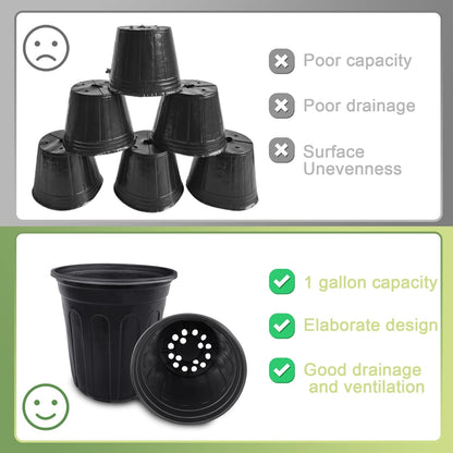 Anyumocz 60 Pcs Flexible 1 Gallon Plant Nursery Pots - Durable Soft Plastic with Drainage Holes | Black