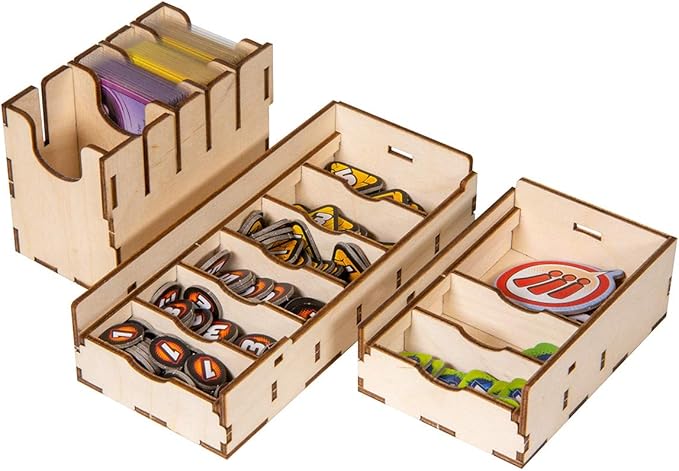 The Broken Token Marvel Champions Compatible Game Organizer - Wood Storage Box with Multiple Trays