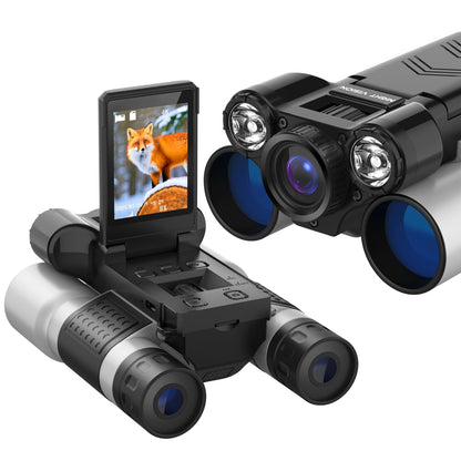Digital Night Vision Binoculars with 2.4" IPS Screen, 12X Zoom Infrared Binoculars with Camera, Built-in Display, Includes 32GB Memory Card for Bird Watching, Hiking, Travel