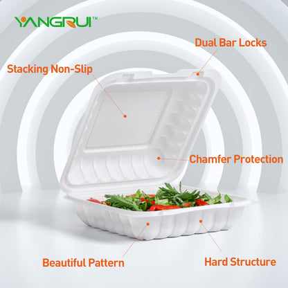 YANGRUI Togo Containers for Takeout,Lunch Storage,Food Prep 40 pack 48 oz + Clamshell Take Out Containers 41 oz 100-pack