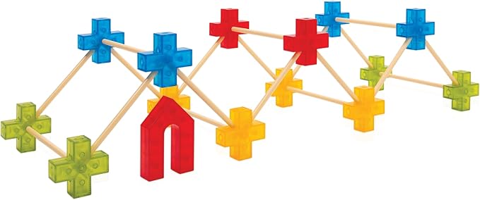 Guidecraft Texo 100 Piece Set - 3D Geometric Designs Educational Interlocking Shapes- Architectural Building-Bricks STEM Toys for Kids