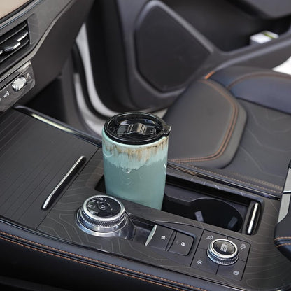 Bosmarlin Ceramic Travel Coffee Cup with Lid, 21 oz, Portable Coffee Mug for Car Cup Holder, Microwave Safe, Reactive Glaze (Peacock Blue)