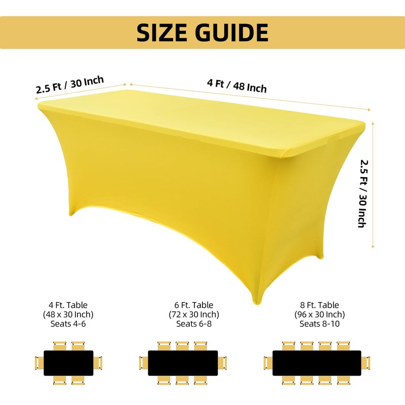 ZarzaaSik 10-Pack 4ft Spandex Table Covers for Rectangular Folding Tables - Wrinkle Resistant Stretch Tight Table Cloths - Fitted Table Protector for Parties, Trade Shows, Banquet, and Wedding