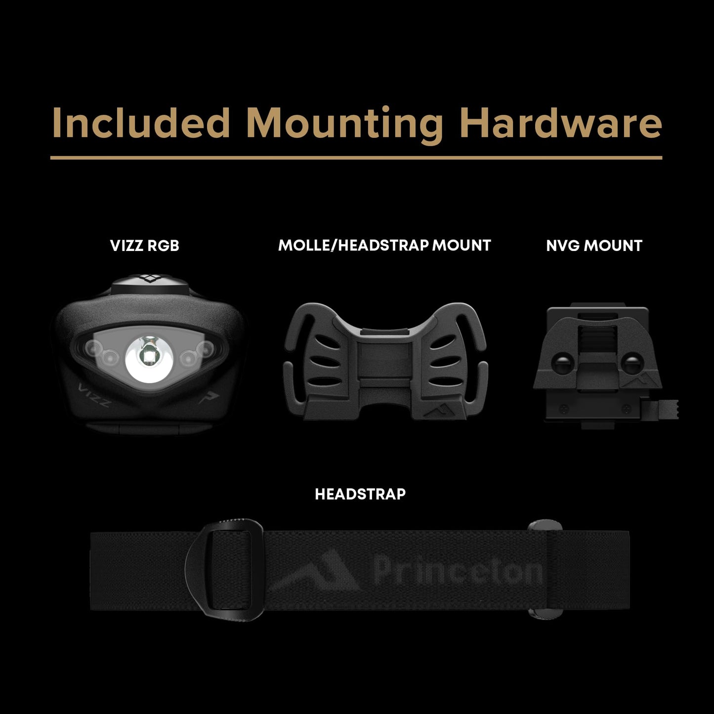 Princeton Tec Vizz 550 RGB MPLS Headlamp – 550 Lumen LED, Red Green Blue Mode Options, IPX7 Waterproof Housing, Helmet Mount Kit Included, Lightweight Professional Tactical Light