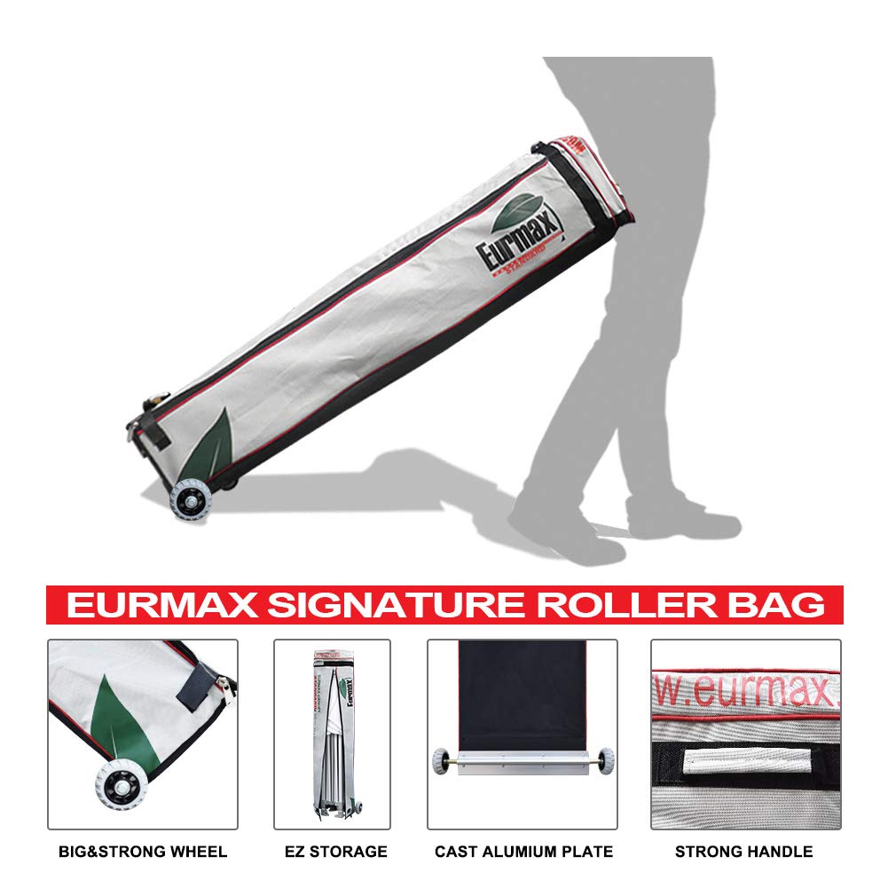 Eurmax USA 10x20ft Pop Up Canopy, Commercial Instant Tent for Outdoor Events, Patented No-Tip Rolling Storage Bag with 6 Sandbags,UV & Water Resistant,Heavy Duty Portable Shelter Gazebo,Beige