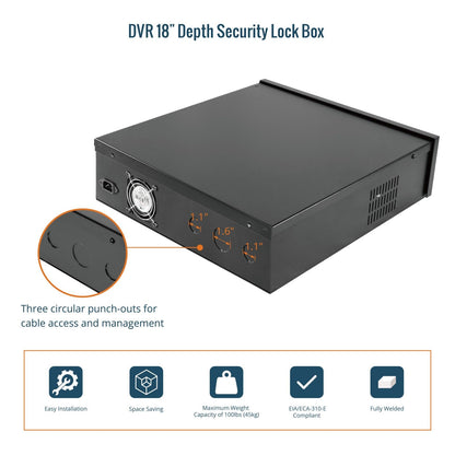 Tecmojo DVR Lock Box with Fan, Heavy Duty Electronics Security Box for NVR, POE Switch, Document, Metal Security Storage in Stores, Office, Home(18×18×5in)