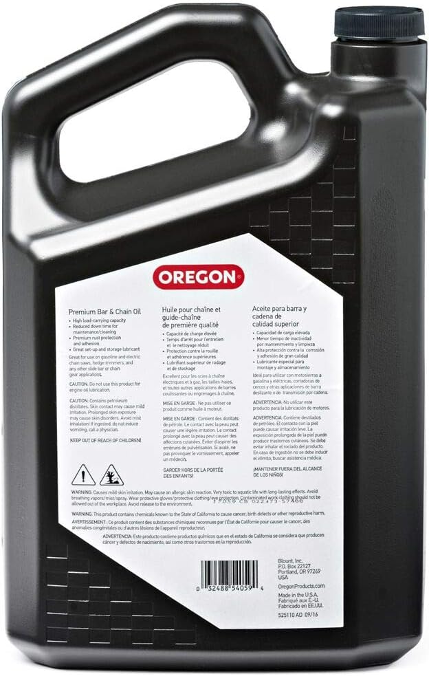 Oregon 54-059 Premium Chainsaw Bar and Chain Oil - 1 Gallon (128 fl. oz / 4500 ml)