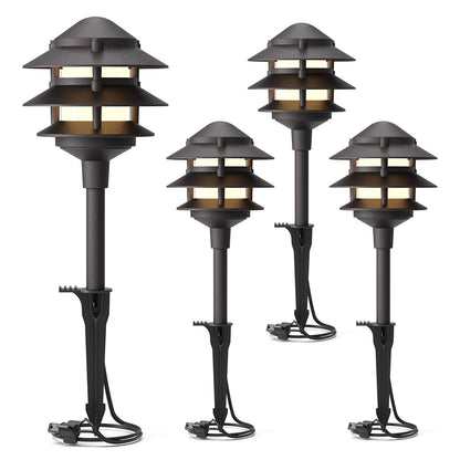 GOODSMANN Landscape Lighting 4PK Pathway Lights Low Voltage 2.2 Watt LED 12V AC Landscape Lights 30 Lumen Warm White with Cable Connectors Metal Stakes 9122-21102-04A