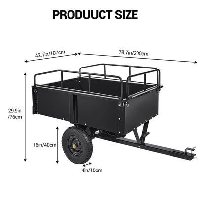 GarveeLife 750 LBS Garden Utility Trailer, 15 Cubic Feet Heavy Duty Steel Dump Cart Feetwith Removable Sides,Hand Pull or Foot Pedal Garden Cart for ATV, UTV, Lawn Mowers and Tractors