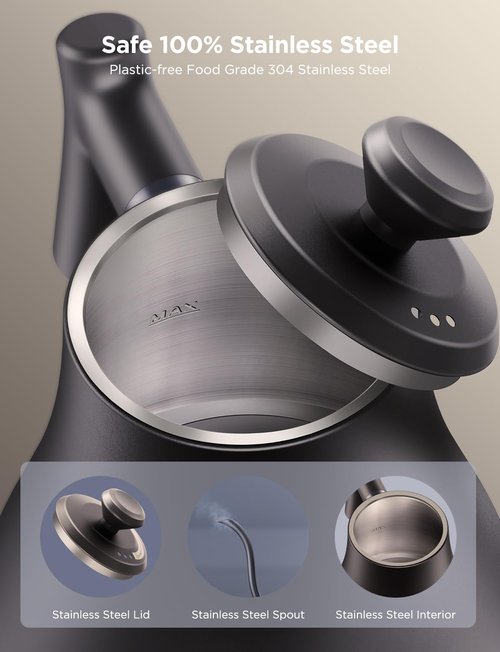 Govee Smart Electric Kettle, WiFi Variable Temperature Gooseneck Pour Over Kettle and Tea Kettle, Alexa Control, 1200W Quick Heating, 100% Stainless Steel, 0.8L, Matte Black