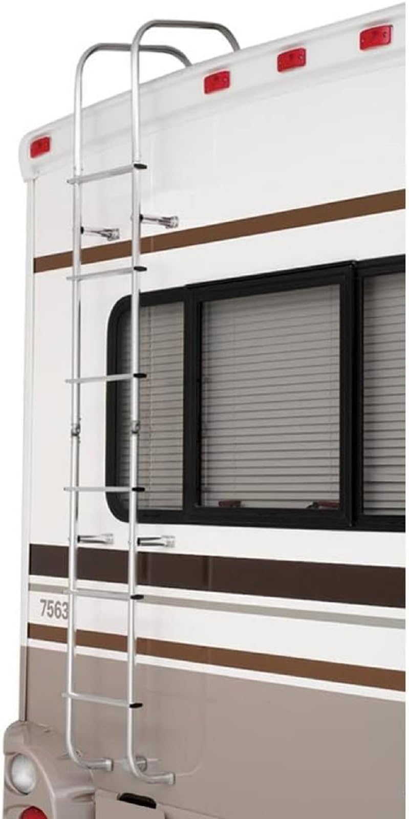 Surco 501L Universal RV/Motorhome Hinged Aluminum Exterior Ladder - Compatible with all RVs Regardless of Make or Model; Brite Dipped Polished Finish