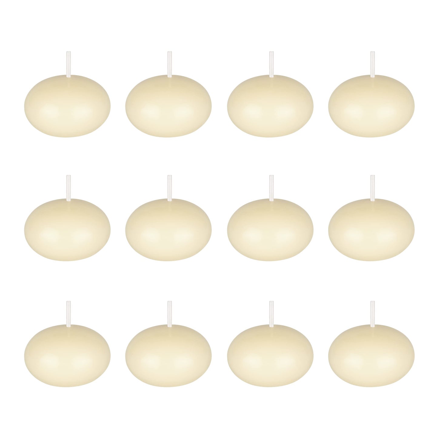 Mega Candles 12 pcs Unscented Ivory Floating Candles, Hand Poured Wax Candle 1.5 Inch Diameter, Home Décor, Wedding Receptions, Occasions, Festivities, Events, Meditations, Tranquility, Spa