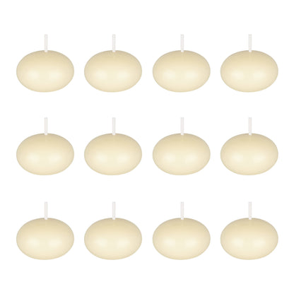 Mega Candles 12 pcs Unscented Ivory Floating Candles, Hand Poured Wax Candle 1.5 Inch Diameter, Home Décor, Wedding Receptions, Occasions, Festivities, Events, Meditations, Tranquility, Spa
