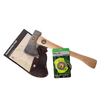 Snow & Nealley Boxed Set, Camper Axe Gift Set, Portable Penobscot Bay Kindling Axe, Belt Sheath, Compass, and Trail Map