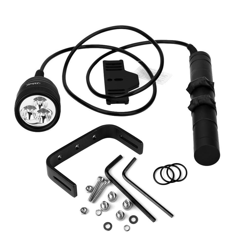 SecurityIng DF06 3000LM Primary Canister Dive Light, 3 LEDs Scuba Diving Flashlight Underwater 492ft/150M Torch with 1.2M Cable for Professional Diving/Cave Diving(Batteries Not Included)