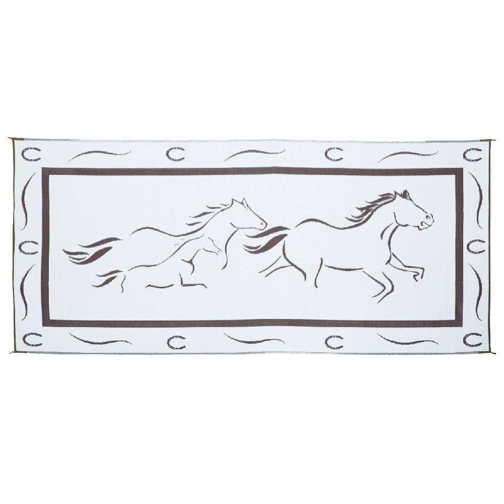 Stylish Camping GH8187 Brown/White 8' x 18' Galloping Horses Mat, 1 Pack
