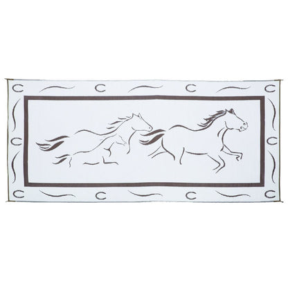 Stylish Camping GH8187 Brown/White 8' x 18' Galloping Horses Mat, 1 Pack