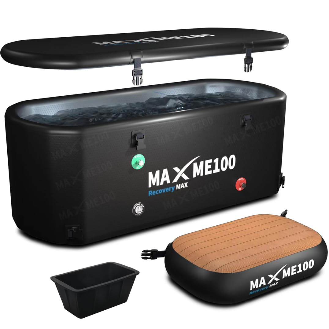 Ice Bath Cold Plunge Tub + None-Slip Step + Built-in Stainless Steel Ice Mold