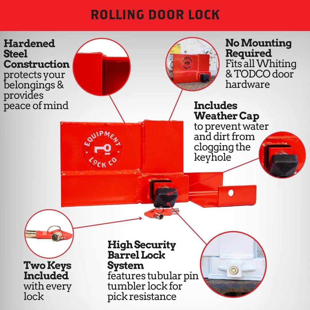 Equipment Lock Roll Up Door Lock - Maximum Security Storage Container Locking, Box Truck Locking and Trailer Locking - Keyed Security (Keyed Differently)