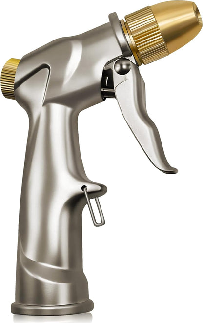 ARXIVE Heavy Duty Metal Garden Hose Nozzle - 4 Adjustable Spray Patterns for Lawn, Car, and Pet Care