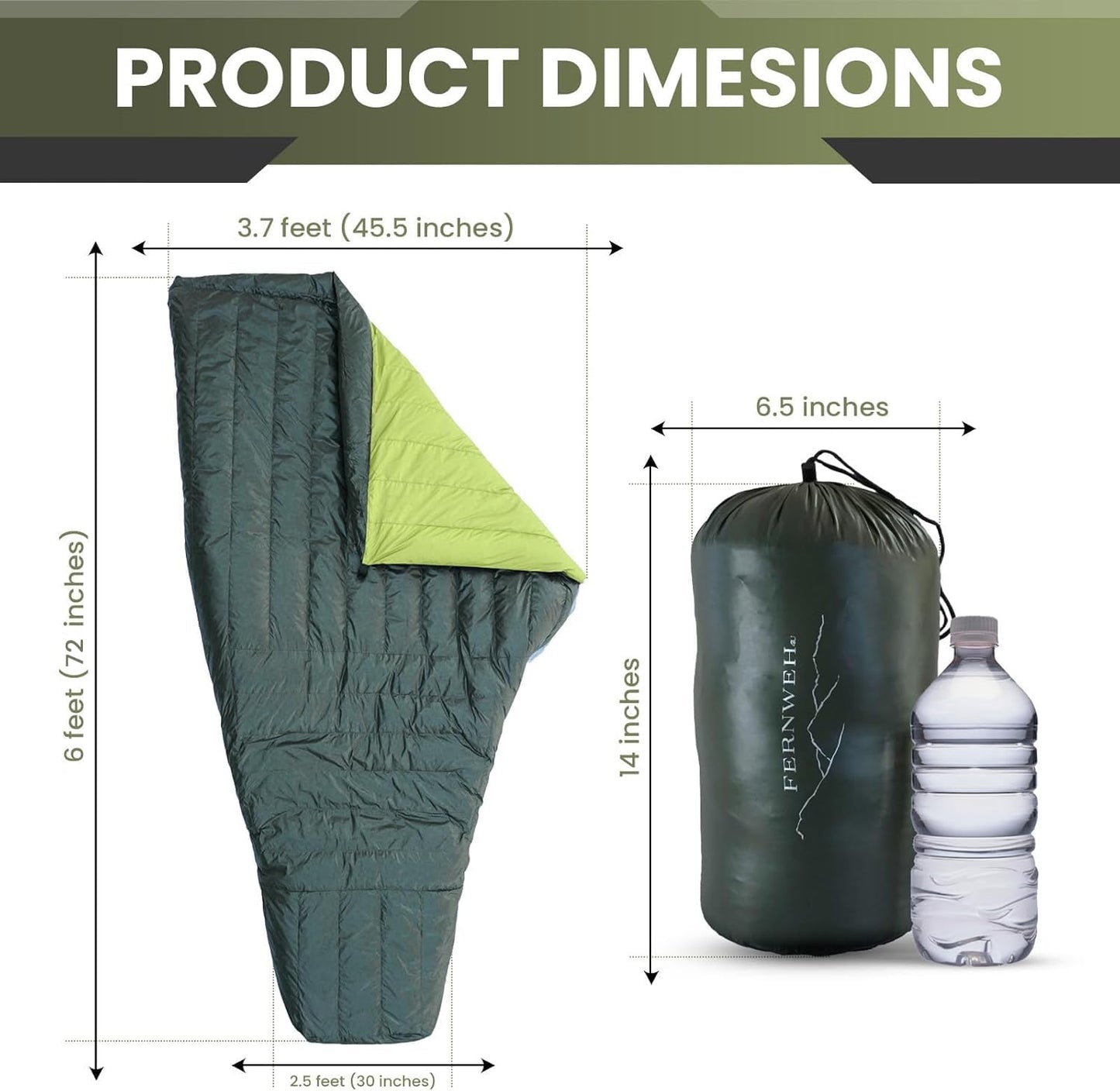 Ultralight Sleeping Bag Top Quilt - 850 Down Backpacking Blanket - 1.9 lbs - Rated for 20°F - Water-Resistant Camping Quilt