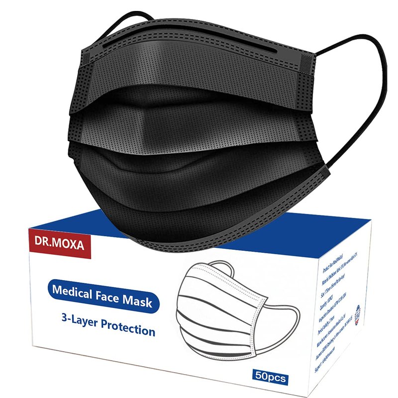 100 Pack Black Disposable Face Masks ASTM Level 2, 3 Layer Medical Masks Disposable for Adults Home Office Outdoor and School