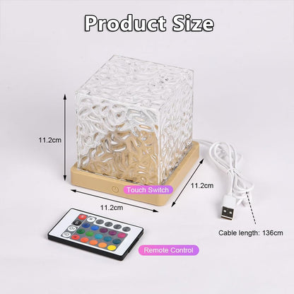 Growalleter Ocean Wave Projector Light, 16-Color Luminorthe Cube Lamp & App Remote, 3D Holographic Water Ripple Romantic Ambient Lighting for Child's Room, Meditation Relaxation, Night Light