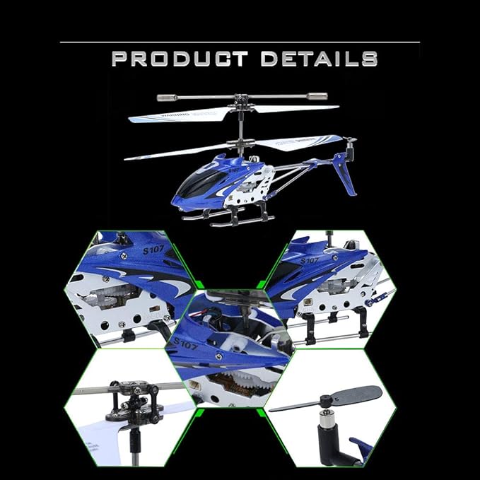 GoolRC Remote Control Helicopter S107/S107G RC Helicopters 3 Channel Mini Helicopter with Gyro for Beginners (Blue)