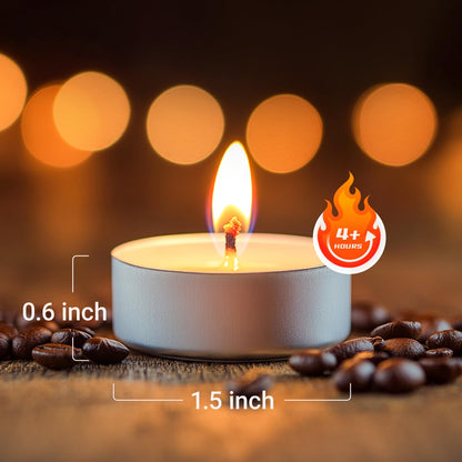 Hypmis Tea Lights Candles Bulk - 50 Pack, 4.5+ Hours Fully Burns Tealight Candles Unscented Smokeless Bright Flame Palm Tealights for Home, Christmas，Sabbath, Weddings & Halloween Decor, White