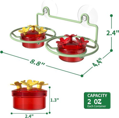 Dreamdrawer Hummingbird Feeder - Small Outdoor Feeder with Strong Suction Cup, Metal Base & 6 Ports
