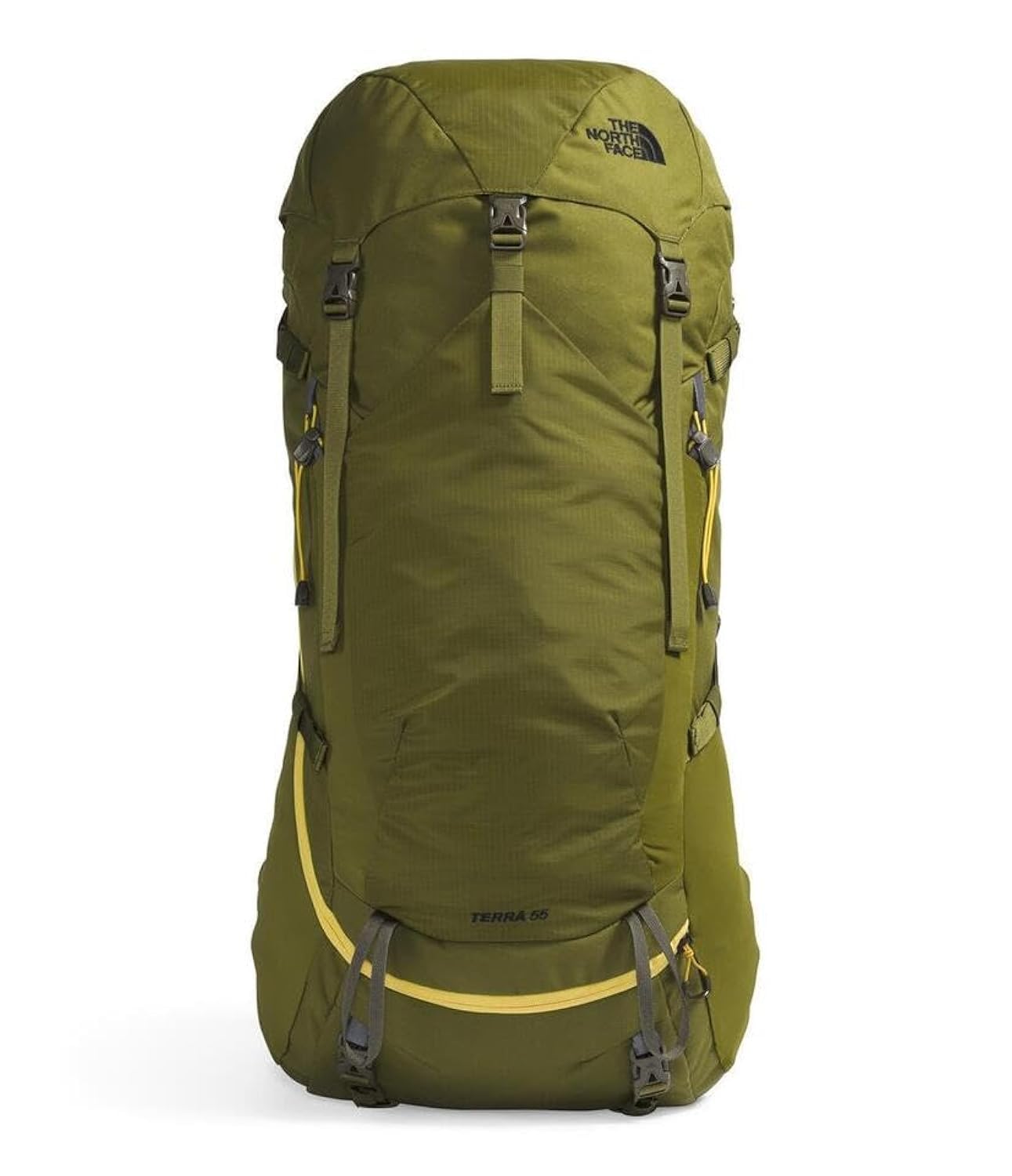 The North Face Terra 55 Backpack - Unisex Hiking Pack, Cinch-Top Opening with Zipper, Pole & Ice Axe Attachments, Forest Olive/New Taupe Green-NPF, Small/Medium