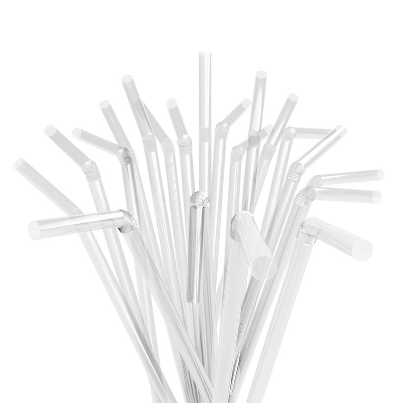 Flexible Plastic Drinking Straws - 7.75" x 0.23" (250, Clear)