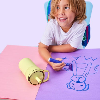 BrüMate Leap 12oz 100% Leakproof Kids Tumbler with Handle & Silicone Soft Straw | Durable Drop Resistant Silicone Sleeve | Made of Insulated Stainless Steel | Cup Holder Friendly | (Glacier)