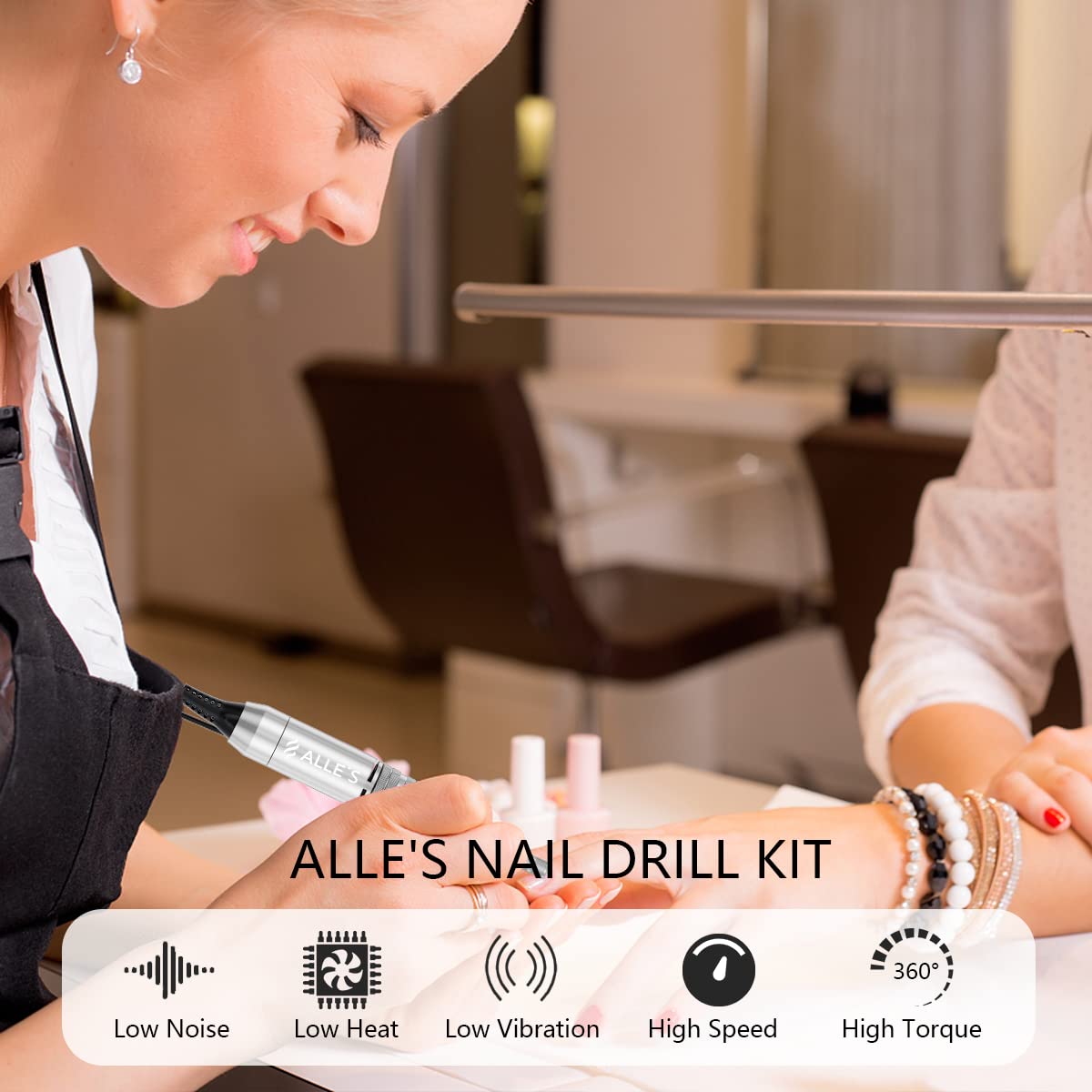 Professional Nail Drill Machine 30000 RPM Efile Electric Nail Filer Kit for Finger Toe Nails, Acrylic Gel Nails, Manicure Pedicure Drill with 6Pcs Nail Bits, 106Pcs Sanding Bands - Pink