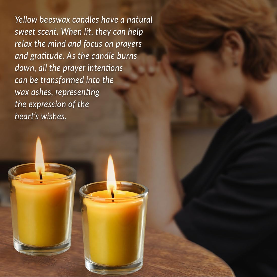 AGLARY 6PCS Pure Beeswax Votive Candles in Glass Cup, Unscented, Naturally Lightly Honey Scented, 12 Hours Burn Time Each (Raw)