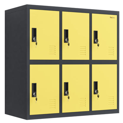 MECOLOR Metal Cabinet with Lock, Lockable Steel Office Cabinets Storage Employee Locker Home Gym (W6D, Yellow)
