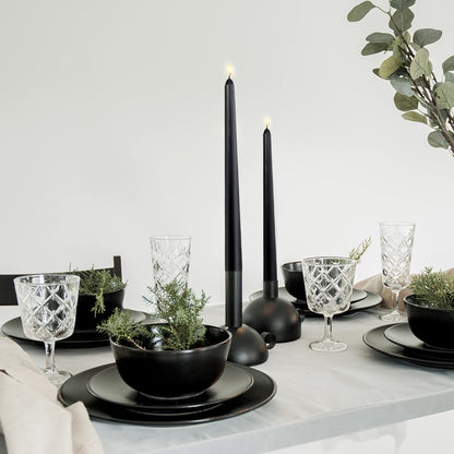Set of 12 Black Taper Candles, 10 Inch Unscented Dripless Candlesticks - 8 Hours Long Burning for Home Decor, Halloween, Wedding, Parties and Special Occasions