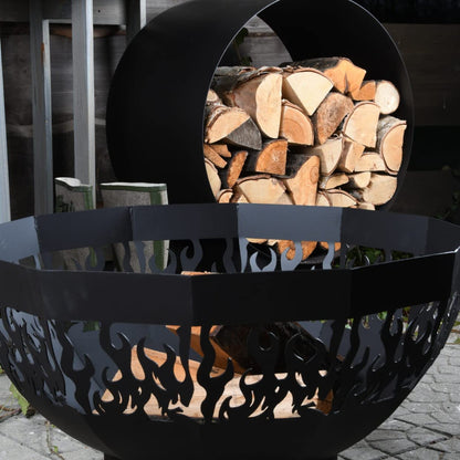 Esschert Design Modern Round Wood Storage, Steel