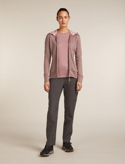 icebreaker Women's Merino 260 Quantum Long Sleeve Zip Hoodie - Summit/Blush - Large