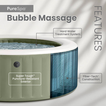 INTEX 28427EG PureSpa Bubble Massage Spa Set Outdoor Inflatable Portable Hot Tub, Includes Energy Efficient Spa Cover, Saltwater System Ready, 6 Person, 85in x 28in