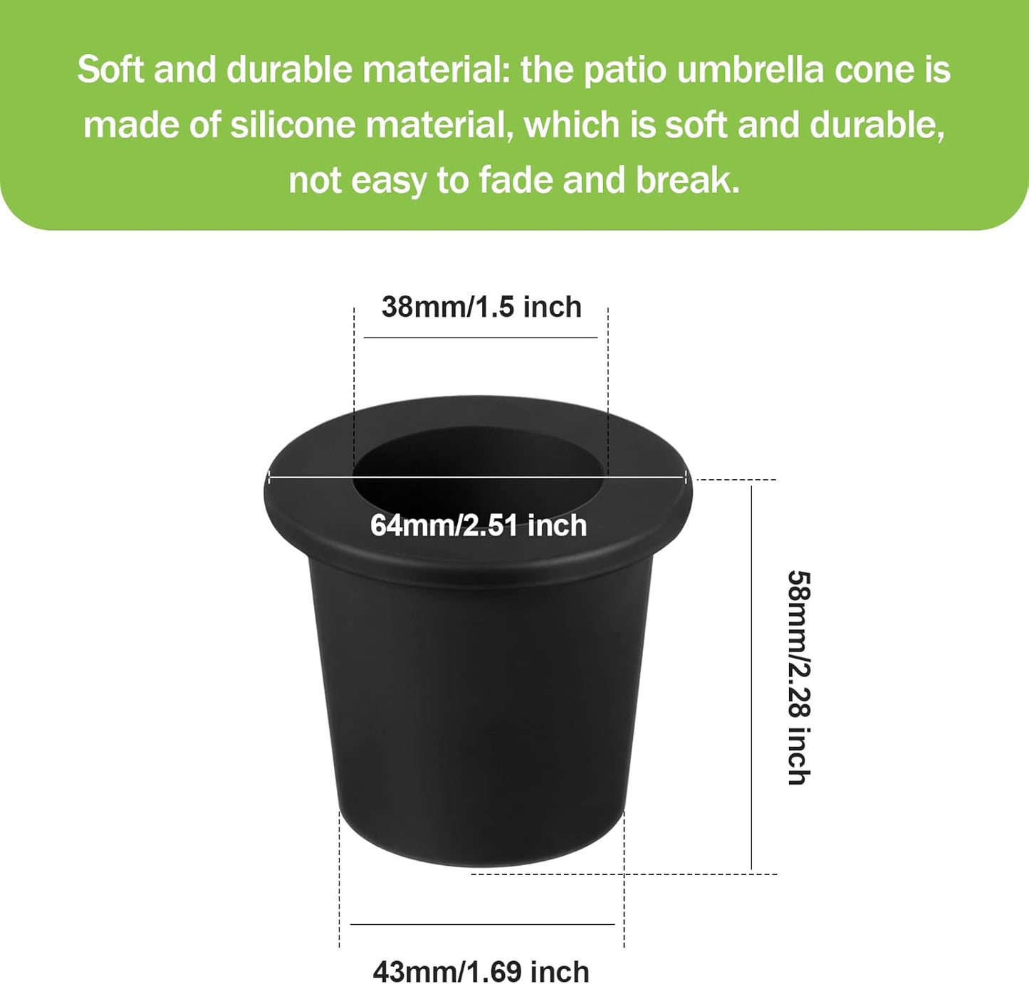 Outus Umbrella Stabilizer Sleeve - Patio Table Umbrella Hole Ring for 2 to 2.5 Inch Holes | Black, 2 Pieces