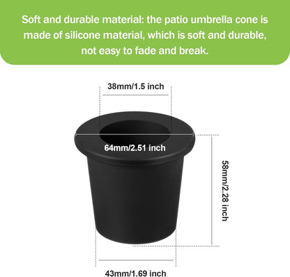 Outus Umbrella Stabilizer Sleeve - Patio Table Umbrella Hole Ring for 2 to 2.5 Inch Holes | Black, 2 Pieces