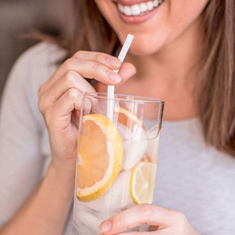 200 Count 8.25" Eco-friendly Bendable Compostable PLA Straws - KTOB Plasticless Biodegradable Flexible Drinking Straws