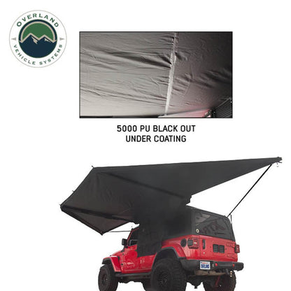 Overland Vehicle Systems 19609927 XD Nomadic 180 Degree Awning Universal with Integrated LED Lights and Black Out | 88 Sq Ft of Coverage | Black Fabric and Travel Bag Included | Weather-Resistant